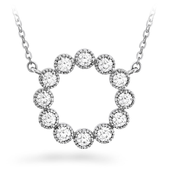 0.38 ctw. Liliana Milgrain Diamond Circle Pendant in 18K White Gold