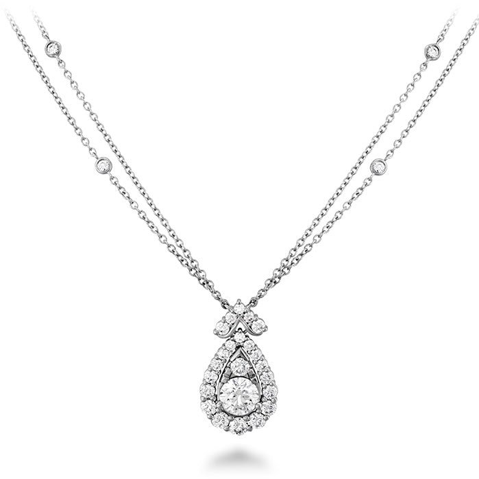 1.55 ctw. Aerial Victorian Halo Drop Necklace in 18K White Gold