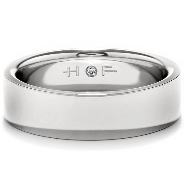 Mens Flat Comfort Fit Band in 18K White Gold