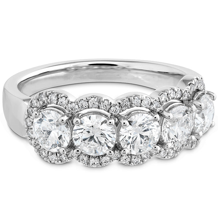 1.55 ctw. HOF 5 Stone Halo Band in 18K White Gold