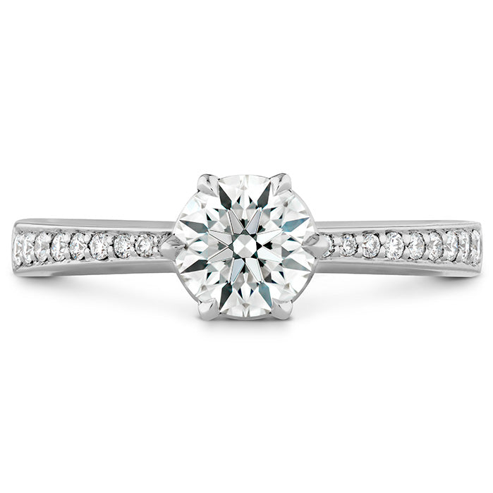 0.1 ctw. HOF Signature 6 Prong Engagement Ring - Diamond Band in 18K White Gold