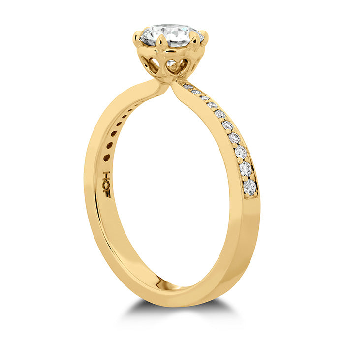 0.1 ctw. HOF Signature 6 Prong Engagement Ring - Diamond Band in 18K White Gold