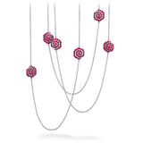 1.88 ctw. Lorelei Diamond and Ruby Floral Station Necklace in 18K White Gold