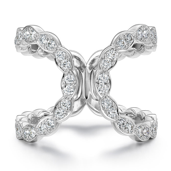 0.55 ctw. Lorelei Floral Open Ring in 18K White Gold