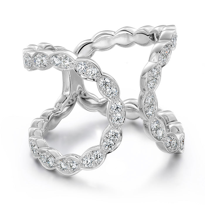0.55 ctw. Lorelei Floral Open Ring in 18K White Gold