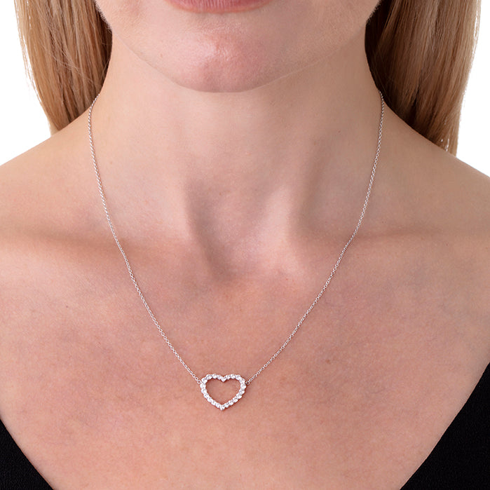 0.67 ctw. Signature Heart Pendant - Large in 18K White Gold